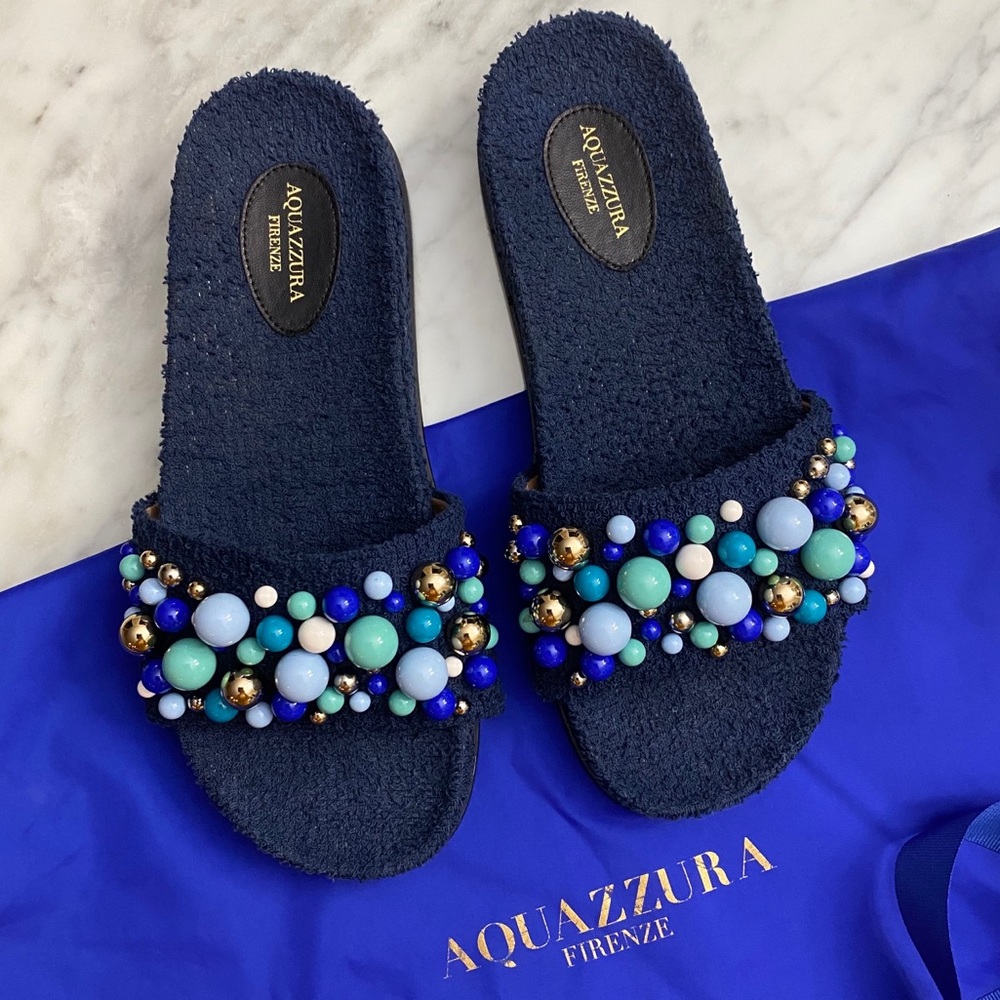 Aquazzura Beaded Slide Sandals